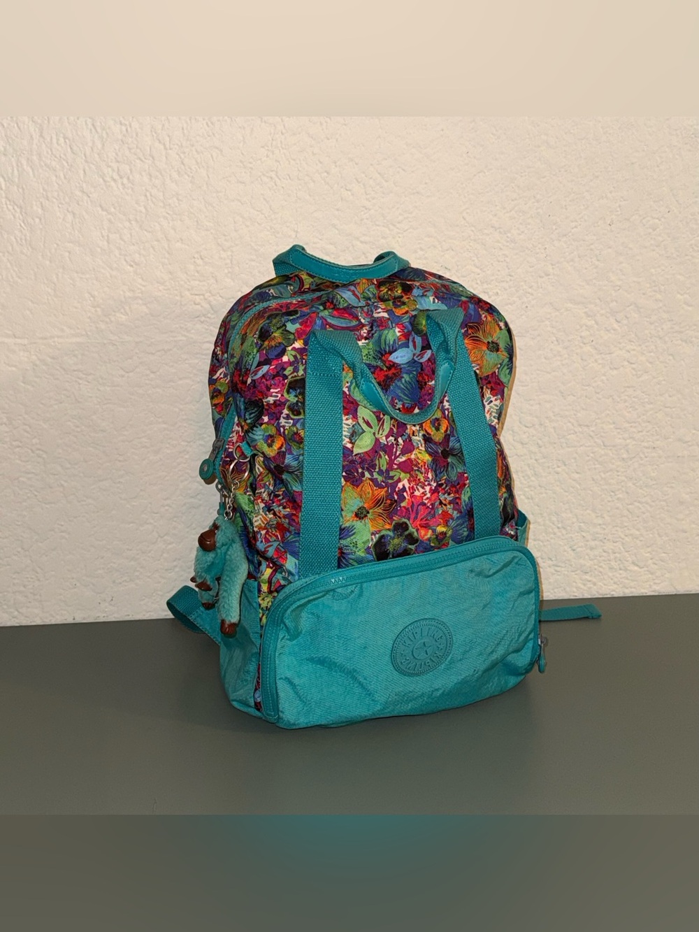Kipling Pippin Backpack, Aloha Grove Turquoise